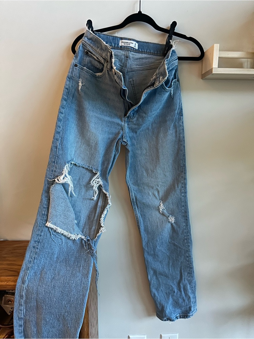 Abercrombie & Fitch Light Blue High-Rise Straight Jeans